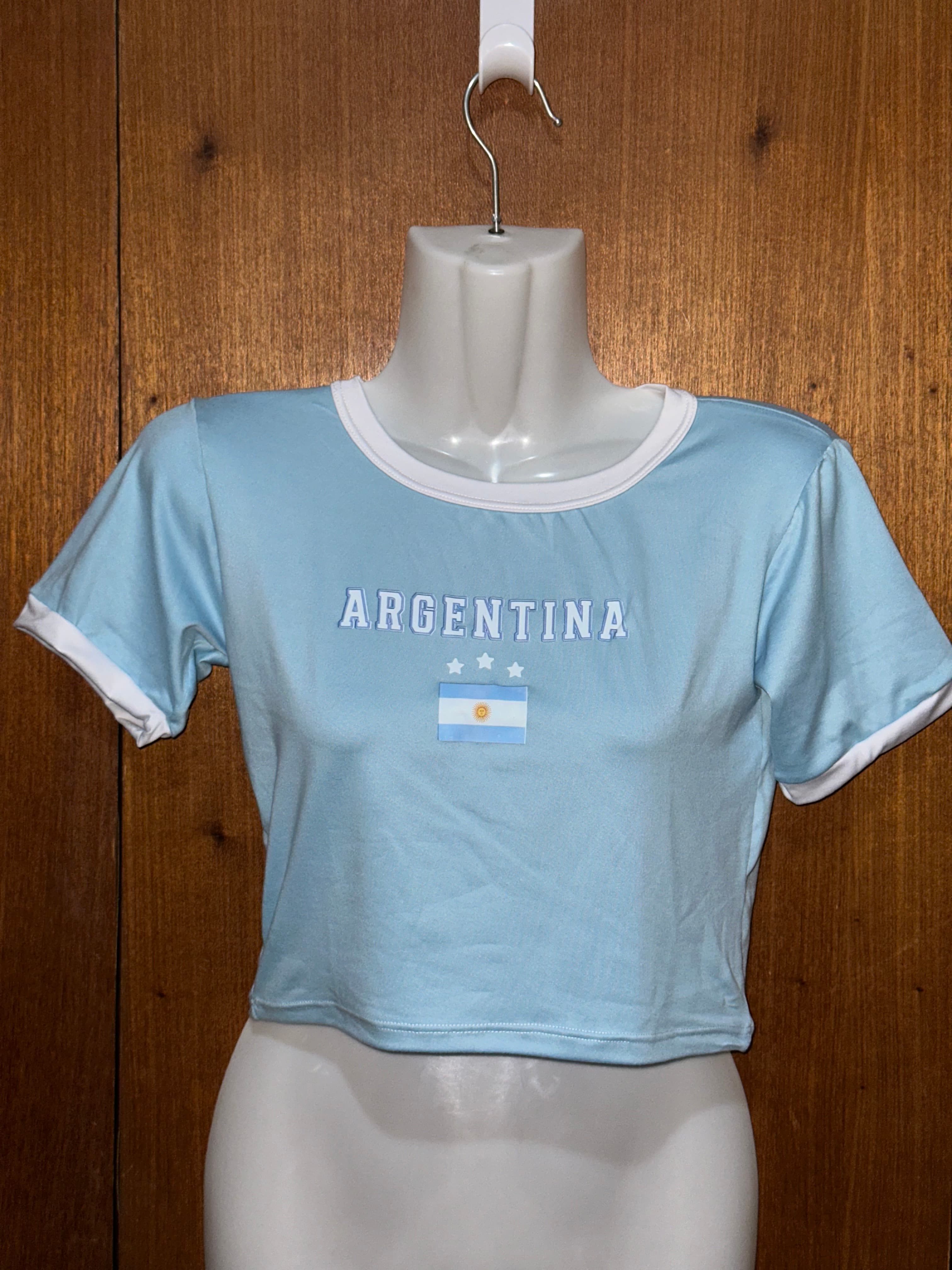 Croptop Argentina Azul Celeste